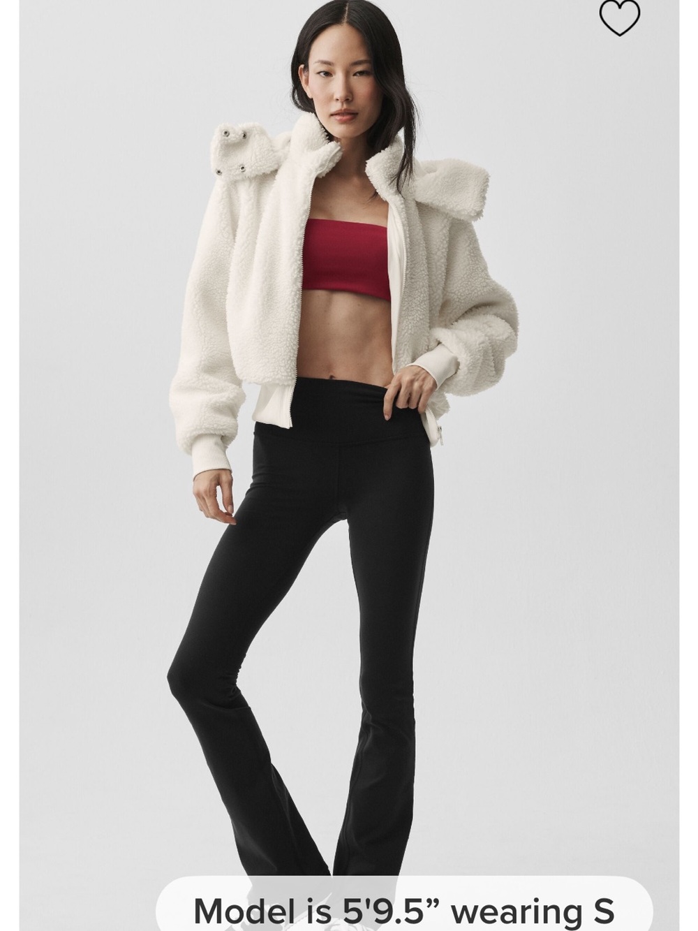 ALO Yoga Cream Foxy Sherpa Cropped Hoodie Jacket Size L - Picture 4 of 11